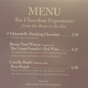 The Chocolate Experience Menu