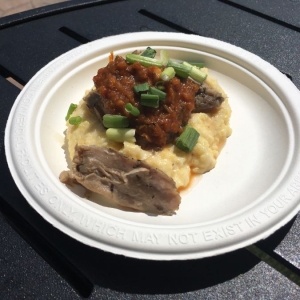Duck Confit Served With Creamy Polenta And Fire-roasted Salsa